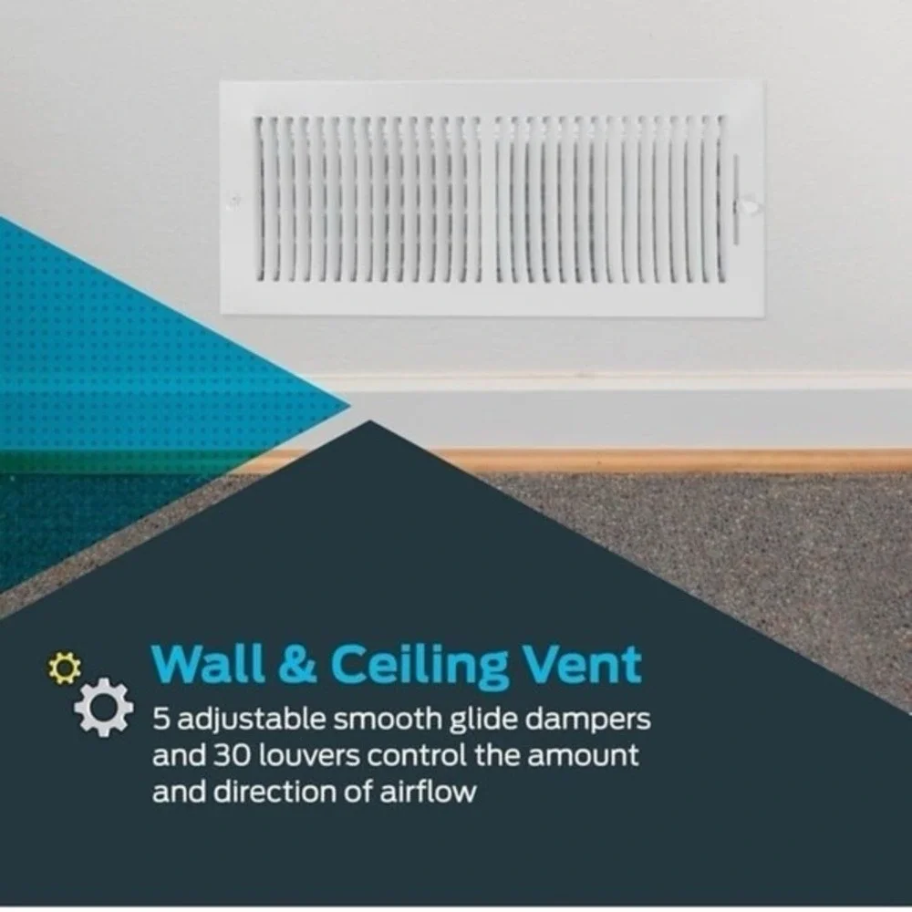 New EZ-FLO 16 x 6 Inch (Duct Opening) White Air Vent Cover for‎ Wall or Ceiling,